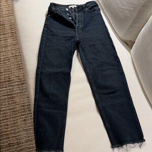 Re/Done High-Rise Button-Fly Jeans — Indigo Blue